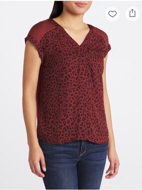 Fortune + Ivy Burgundy Leopard Print Top